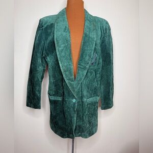 David Benjamin Collection Suede Leather Blazer Jacket Shawl Collar Size Large